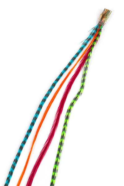 Feather-Extensions - with bonding tip, colourful